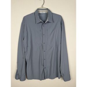 Under Armour HeatGear Loose Fit Light Blue Ripstop Long Sleeve‎ Button Up Size L